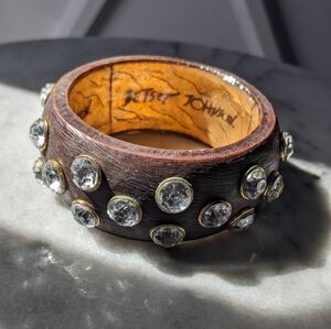 Betsey Johnson wooden bedazzled bangle